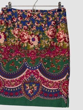 Anthropologie Maeve Sheffield Floral Pencil Skirt Size 6 Textured Boho Print